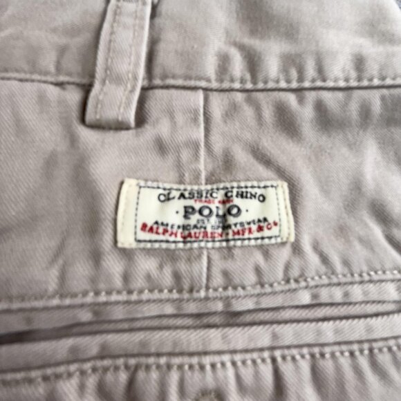Vintage Polo Ralph Lauren Chino Pants Mens 35x33 Khaki Tan Andrew Pant Pleated - Picture 9 of 16